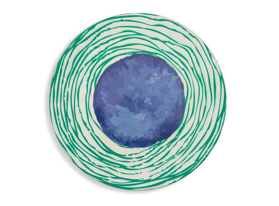 Okrągłe i kolorowe plastikowe talerze w stylu morskim 12 sztuk - tło Viadurini