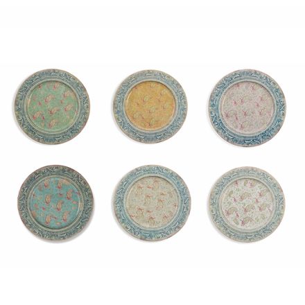 Okrągłe plastikowe podkładki z kolorowymi egzotycznymi dekoracjami 12 sztuk - Casimirro Viadurini