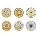 Okrągłe Talerze w Kolorowych Plastikowych Sycylijskich Dekoracjach 12 Sztuk - Trapani