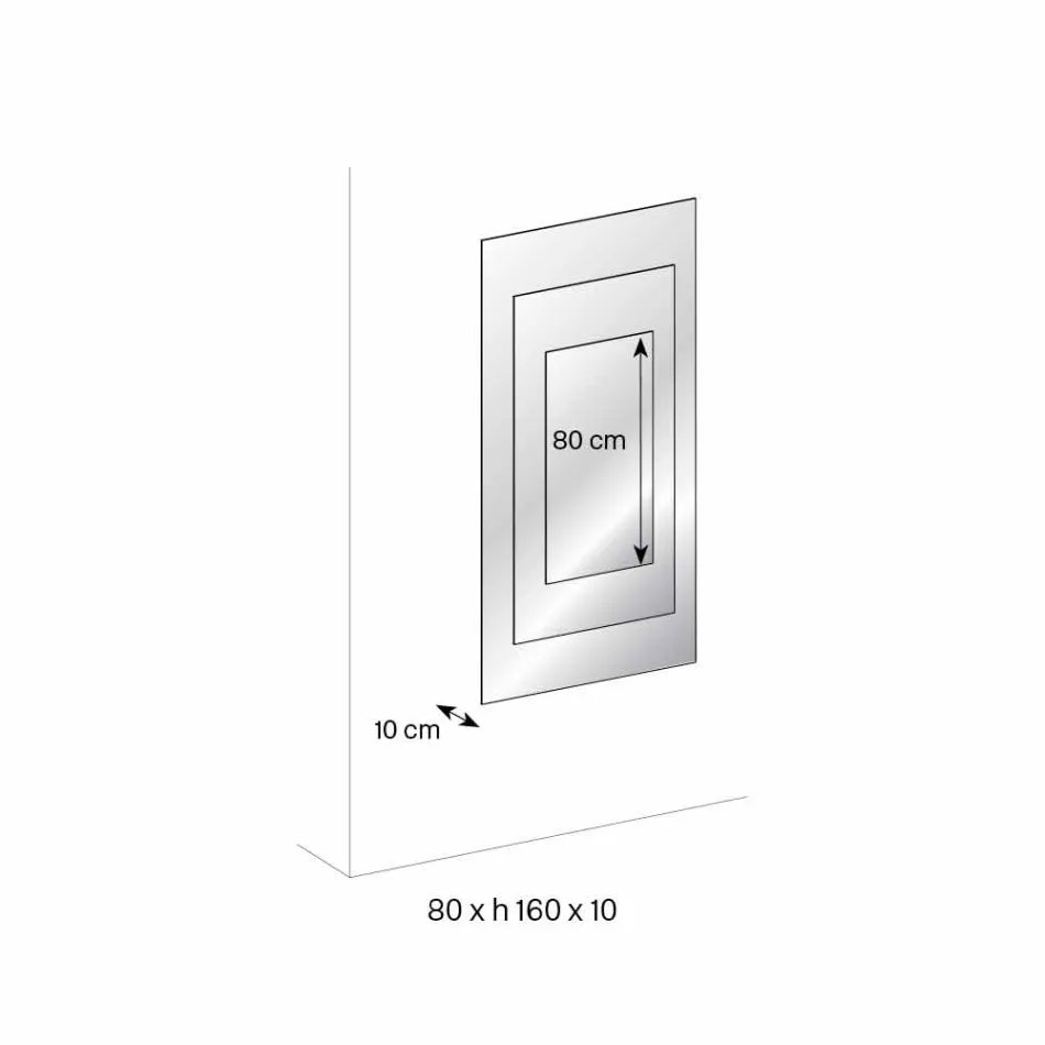 Trójwarstwowe lustro ścienne i czarna struktura Włoski design - Plaudio Viadurini