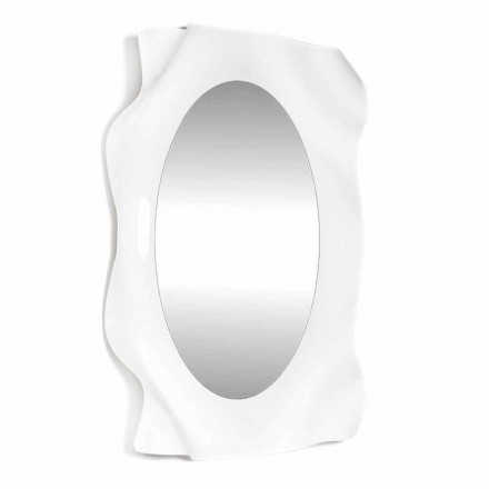 Lustro ścienne nowoczesne wzornictwo białe mleko Diva, wyprodukowane we Włoszech Viadurini