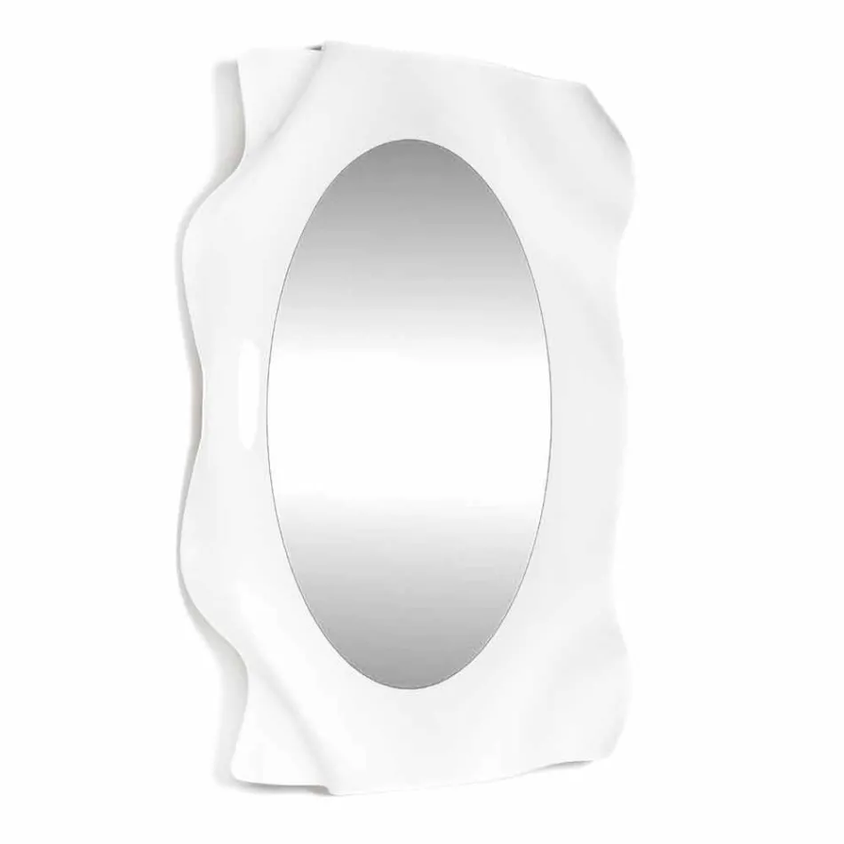 Lustro ścienne nowoczesne wzornictwo białe mleko Diva, wyprodukowane we Włoszech Viadurini