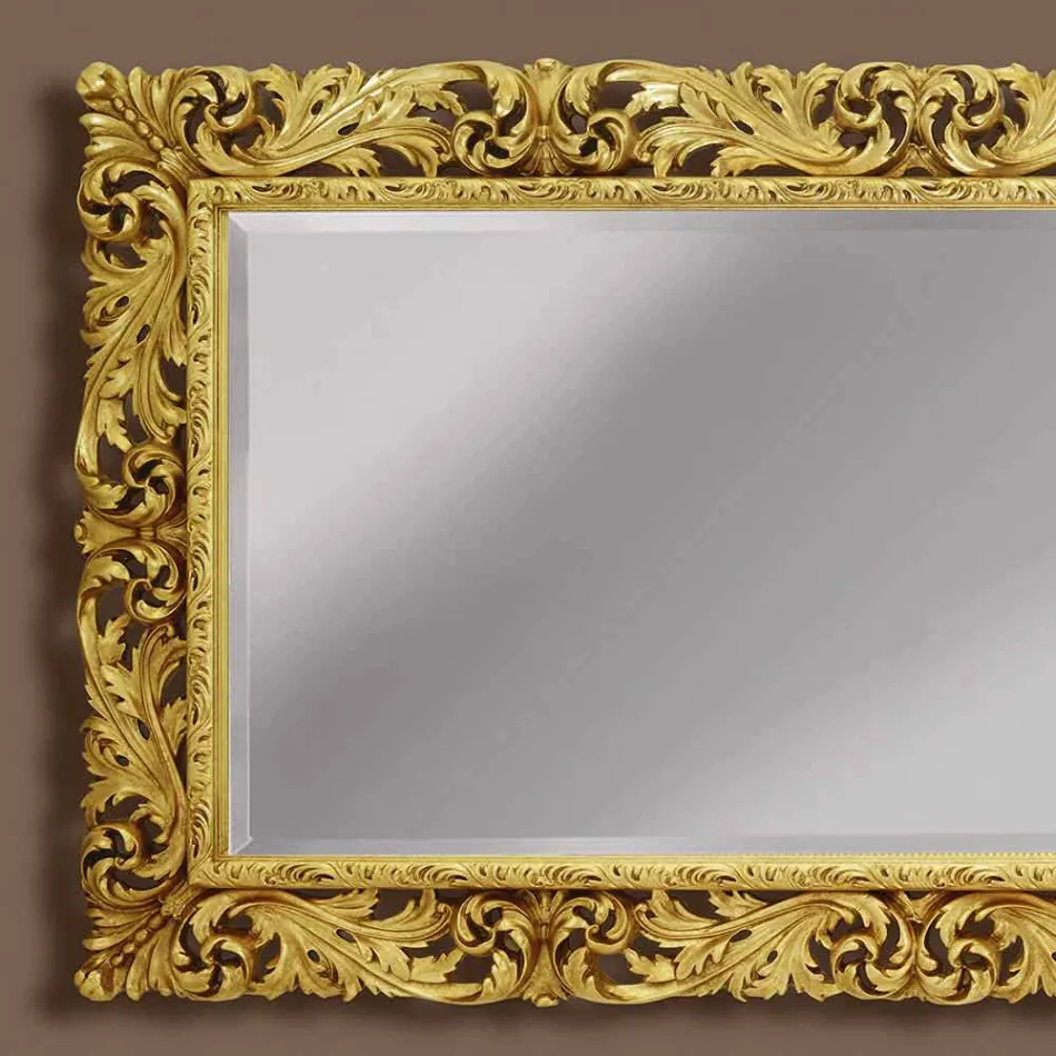 Drewniane lustro ścienne z nowoczesnymi liniami ręcznie we Włoszech Alex Viadurini