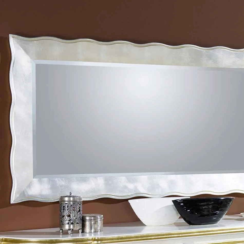 Ręcznie robione, prostokątne włoskie lustro ścienne wykonane we Włoszech Simone Viadurini