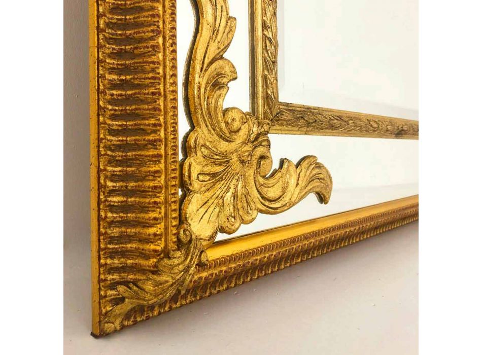 Prostokątne lustro ścienne z drewna, produkowane we Włoszech, w Valentino Viadurini