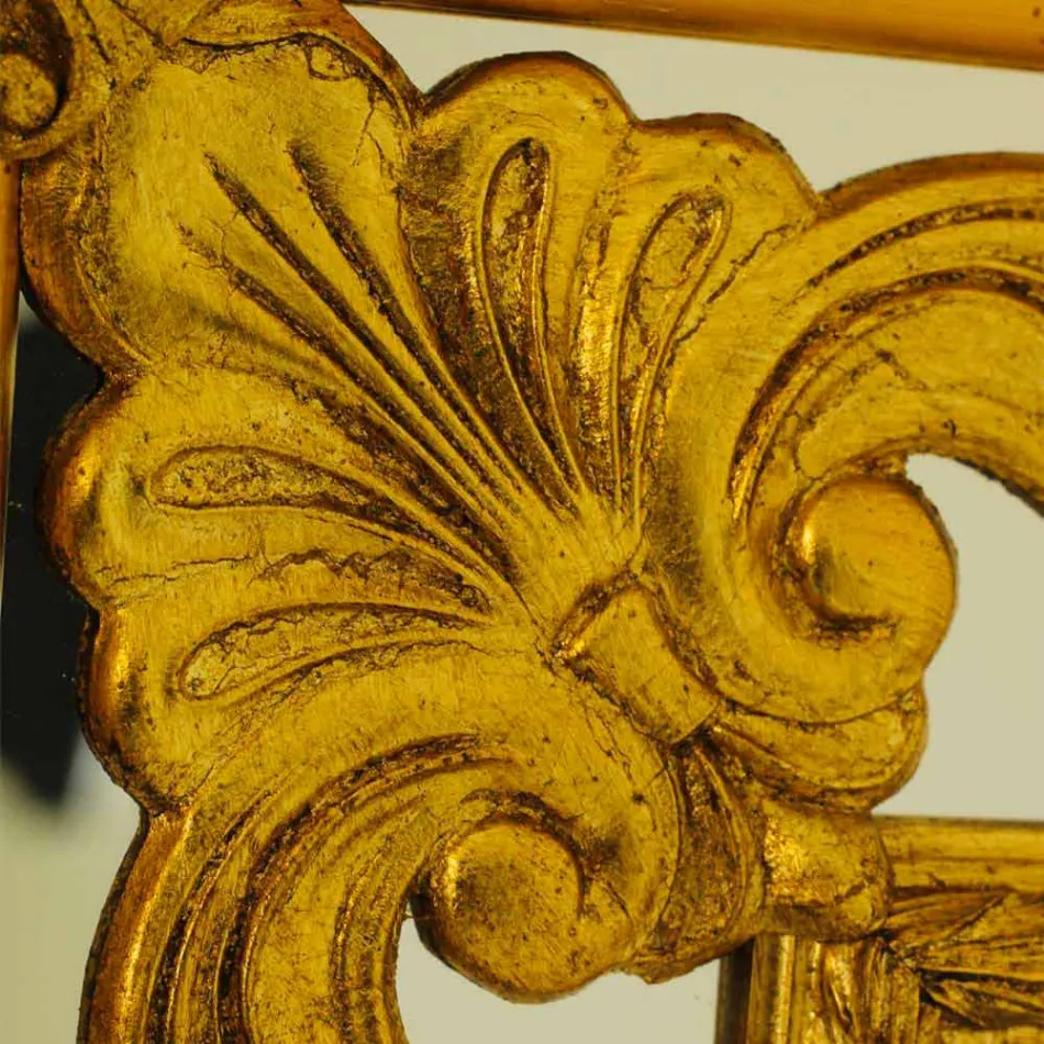 Prostokątne lustro ścienne z drewna, produkowane we Włoszech, w Valentino Viadurini