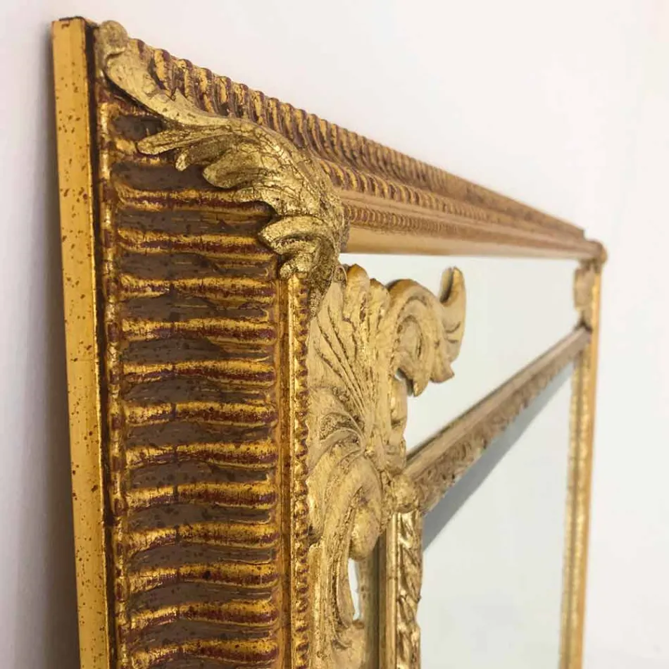 Prostokątne lustro ścienne z drewna, produkowane we Włoszech, w Valentino Viadurini