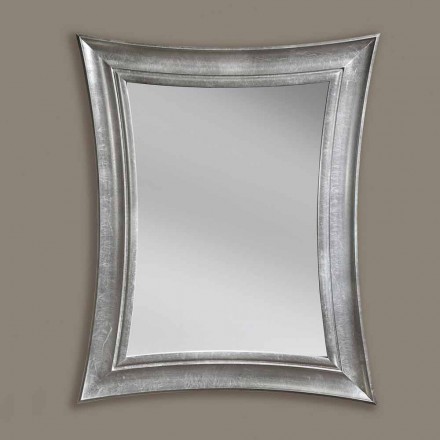 Ręcznie wykonane prostokątne drewniane lustro Sandro wykonane we Włoszech Viadurini