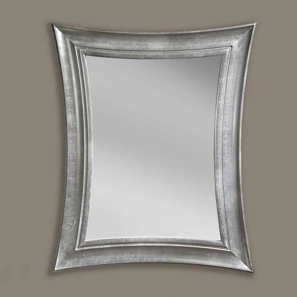 Ręcznie wykonane prostokątne drewniane lustro Sandro wykonane we Włoszech Viadurini