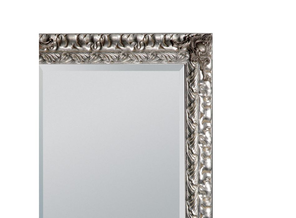 Lustro z szlifowanym lustrem i srebrną ramą w kształcie liścia Made in Italy - Roua Viadurini