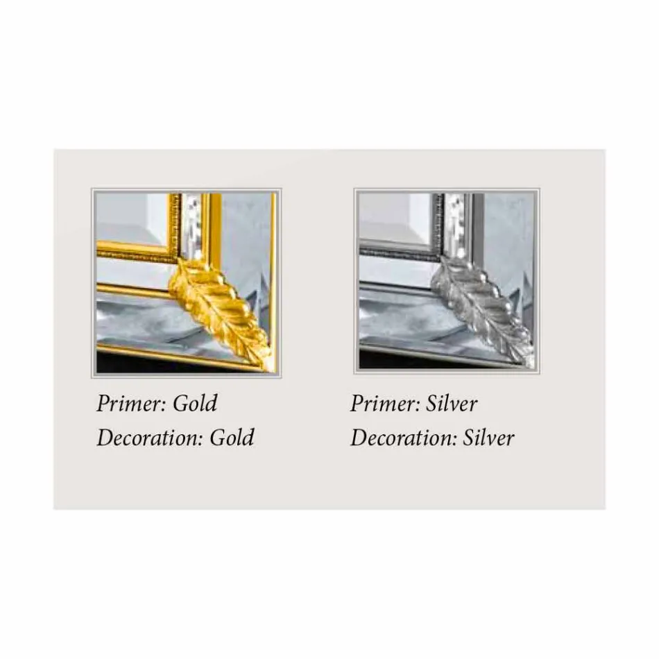 Srebrne / złote lustro ścienne w drewnie, całkowicie ręcznie we Włoszech, Samuele Viadurini