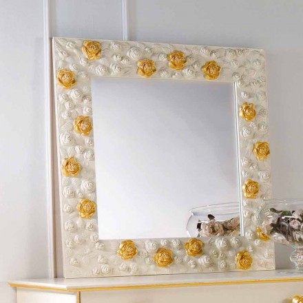 projektant lustro ściany ozdobione róż kwiat Viadurini