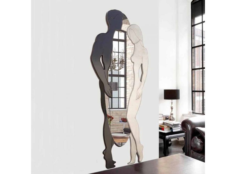 Lustro na ścianę w MDF nowoczesnym wzornictwem Man & Woman Ręcznie modelowane Viadurini