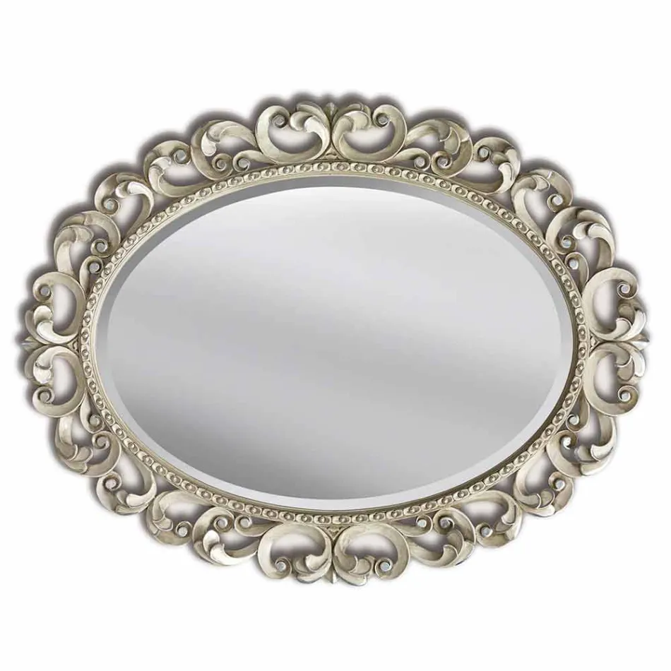 Nowoczesne lustro ścienne wykonane ręcznie z drewna jodłowego we Włoszech Dario Viadurini