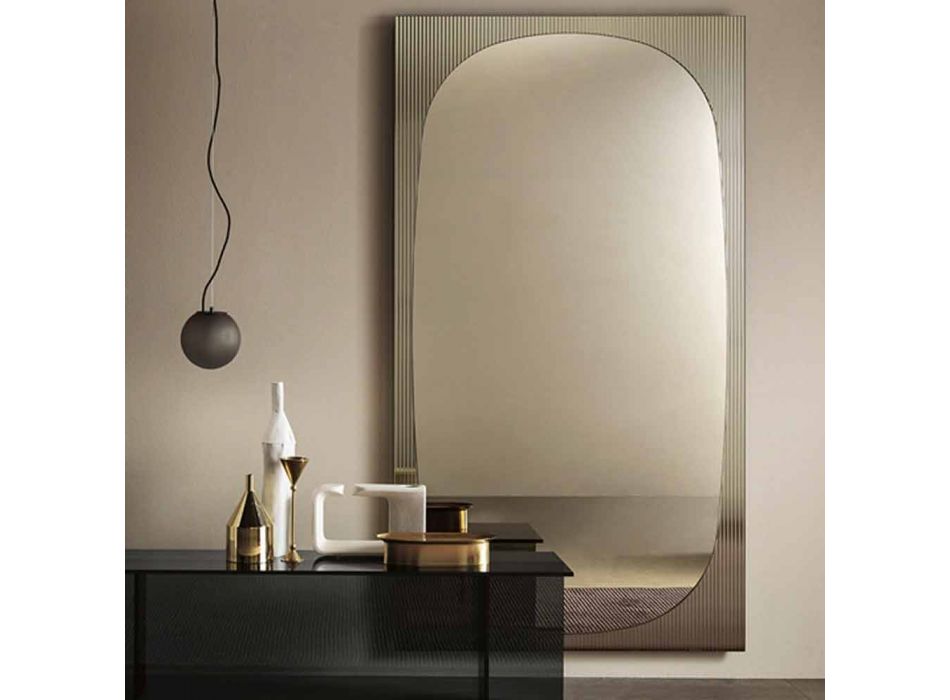Nowoczesne lustro ścienne z lustrem w kolorze brązu Made in Italy - Bandolero Viadurini