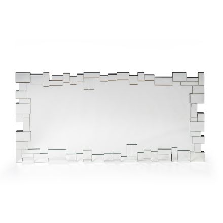 Prostokątne lustro ścienne z profilowaną szklaną ramą - Norbo Viadurini