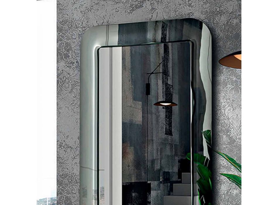 Designerskie lustro ze szklaną ramą z efektem kryształu Made in Italy - pętla Viadurini