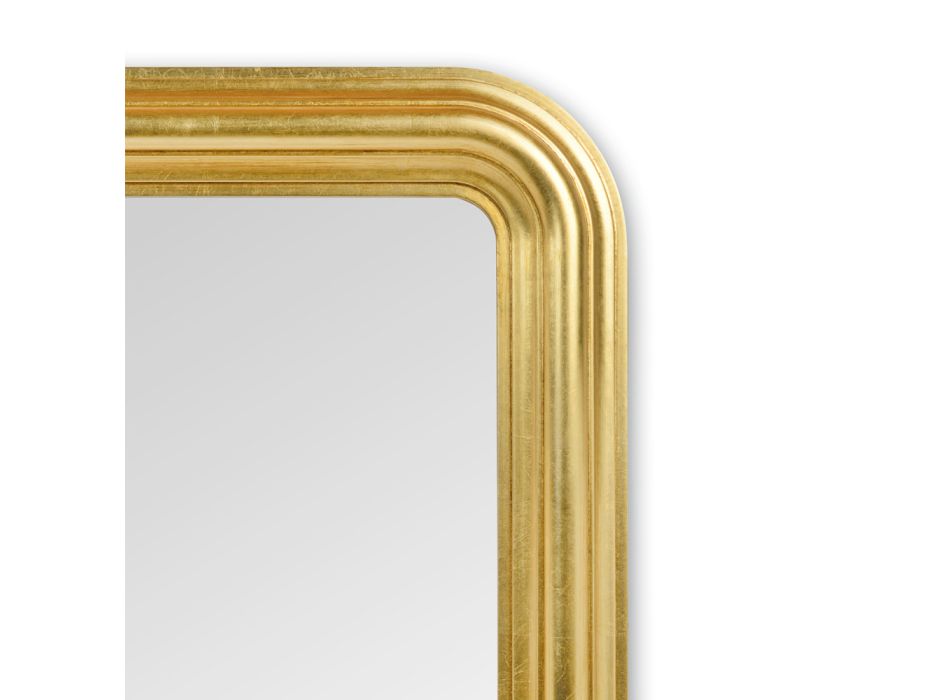 Ręcznie zdobione drewniane lustro ze złotego liścia Made in Italy - Navona Viadurini