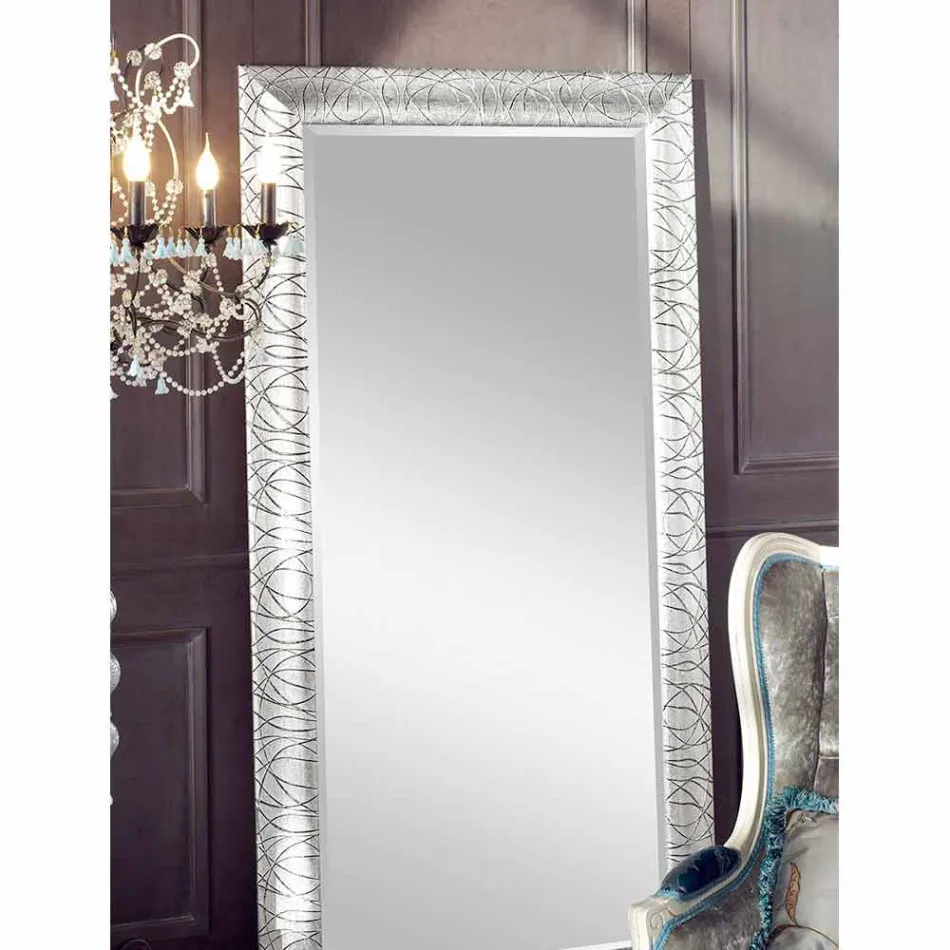 Prostokątne lustro ścienne wykonane z drewna jodłowego produkowanego we Włoszech Achille Viadurini