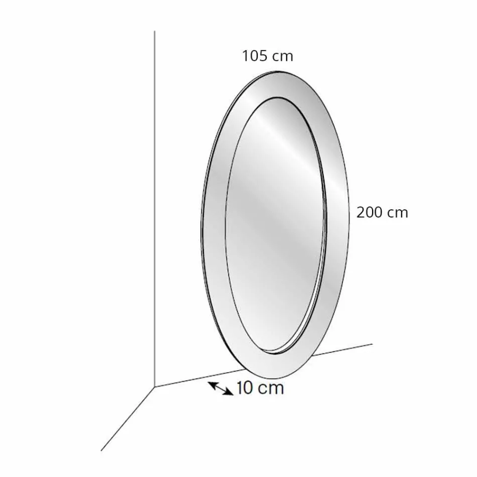 Nowoczesne owalne lustro podłogowe z pochyłą ramą Made in Italy - Salamina Viadurini