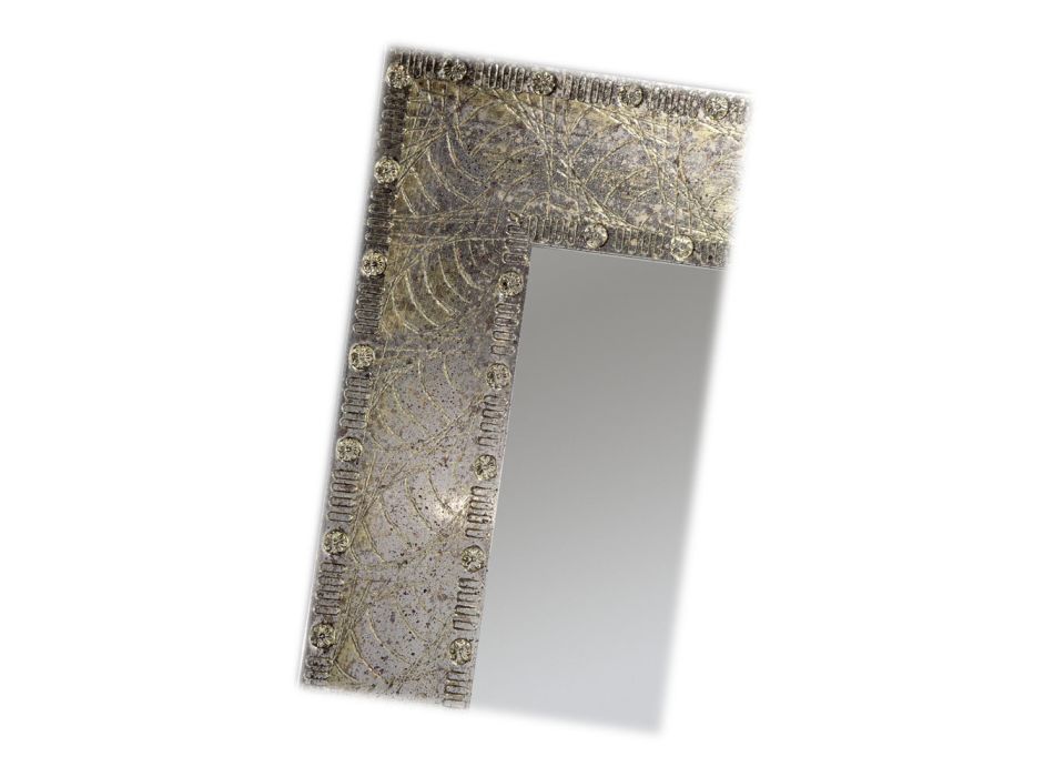 Prostokątne lustro ze srebrno-złotego liścia Made in Italy - Anna Viadurini