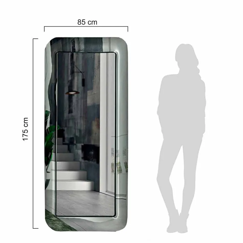 Długie prostokątne lustro z ramą z efektem kryształu Made in Italy - pętla Viadurini