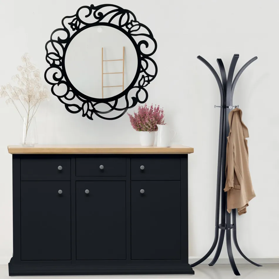 Okrągłe lustro z ażurowym wzorem Made in Italy - Ferona Viadurini