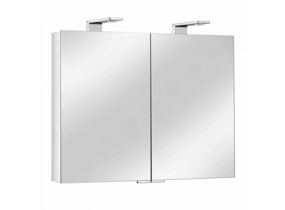 2-drzwiowe lustro ze srebrnym aluminiowym pojemnikiem i chromowanymi detalami - Maxi