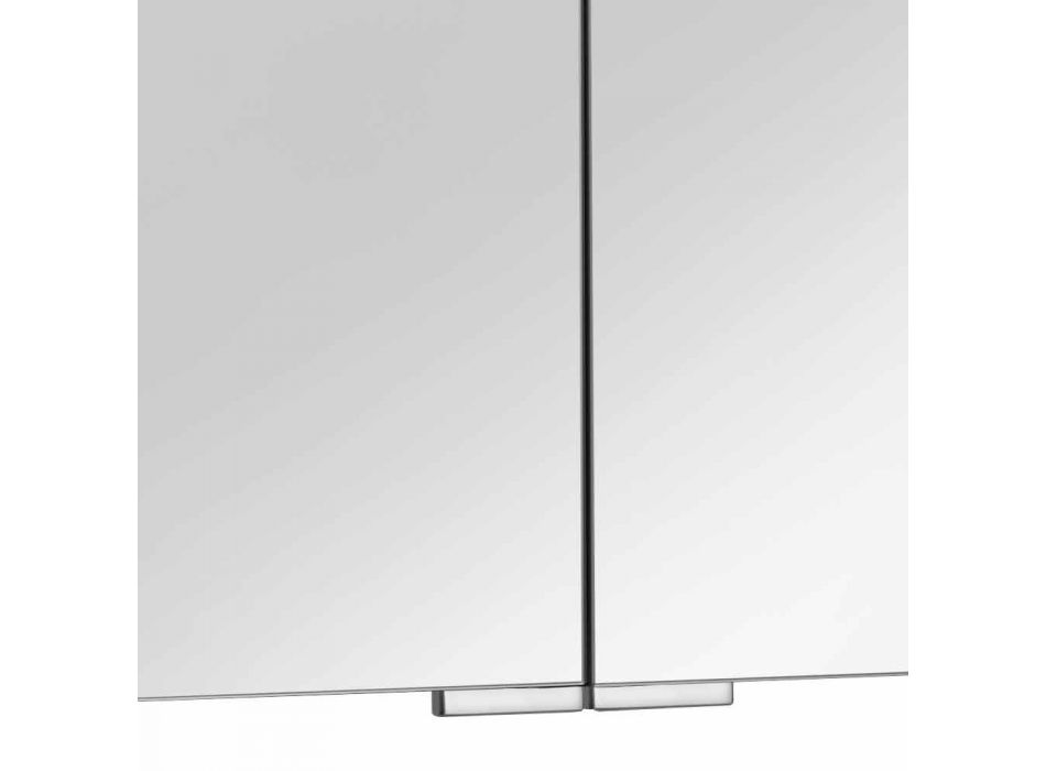 2-drzwiowe lustro ze srebrnym aluminiowym pojemnikiem i chromowanymi detalami - Maxi Viadurini