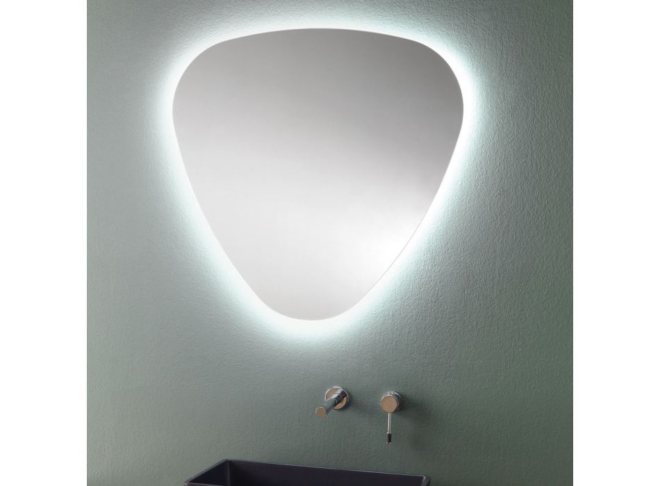 Kształtowane lustro ścienne do łazienki z cennym podświetleniem LED - Trigolo Viadurini