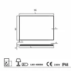 Lustro ścienne z satynowymi krawędziami, oświetlenie LED, Tessa Viadurini