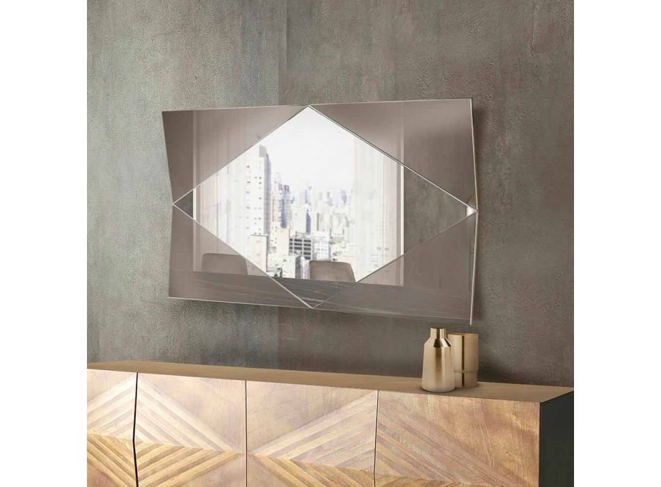 Lustro ścienne z brązowego lub posrebrzanego szkła Made in Italy - Monterosa Viadurini