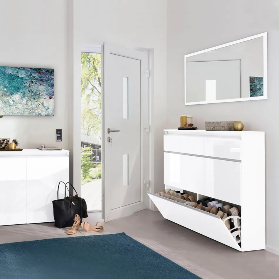 Prostokątne lustro ścienne z białą lub antracytową ramą - Emanuelito Viadurini