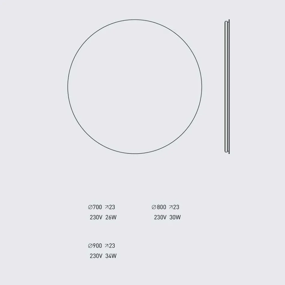 Okrągłe lustro ścienne z podświetleniem i diodą LED Made in Italy - Ronda Viadurini