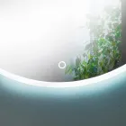 Okrągłe lustro ścienne z piaskowaną krawędzią i podświetleniem LED - przycisk Viadurini