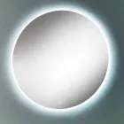 Okrągłe lustro ścienne z piaskowaną krawędzią i podświetleniem LED - przycisk Viadurini
