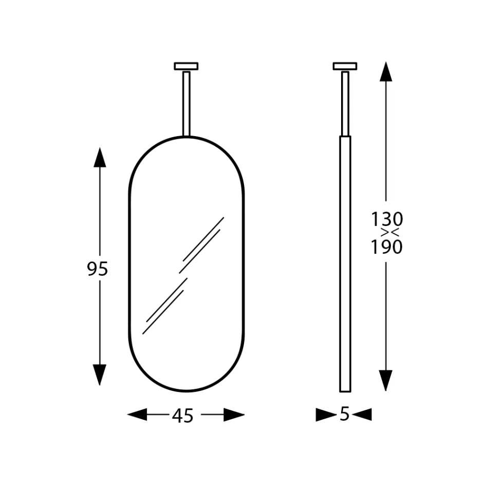 Wiszące metalowe lustro z opcjonalnym oświetleniem Made in Italy - Amadeus Viadurini