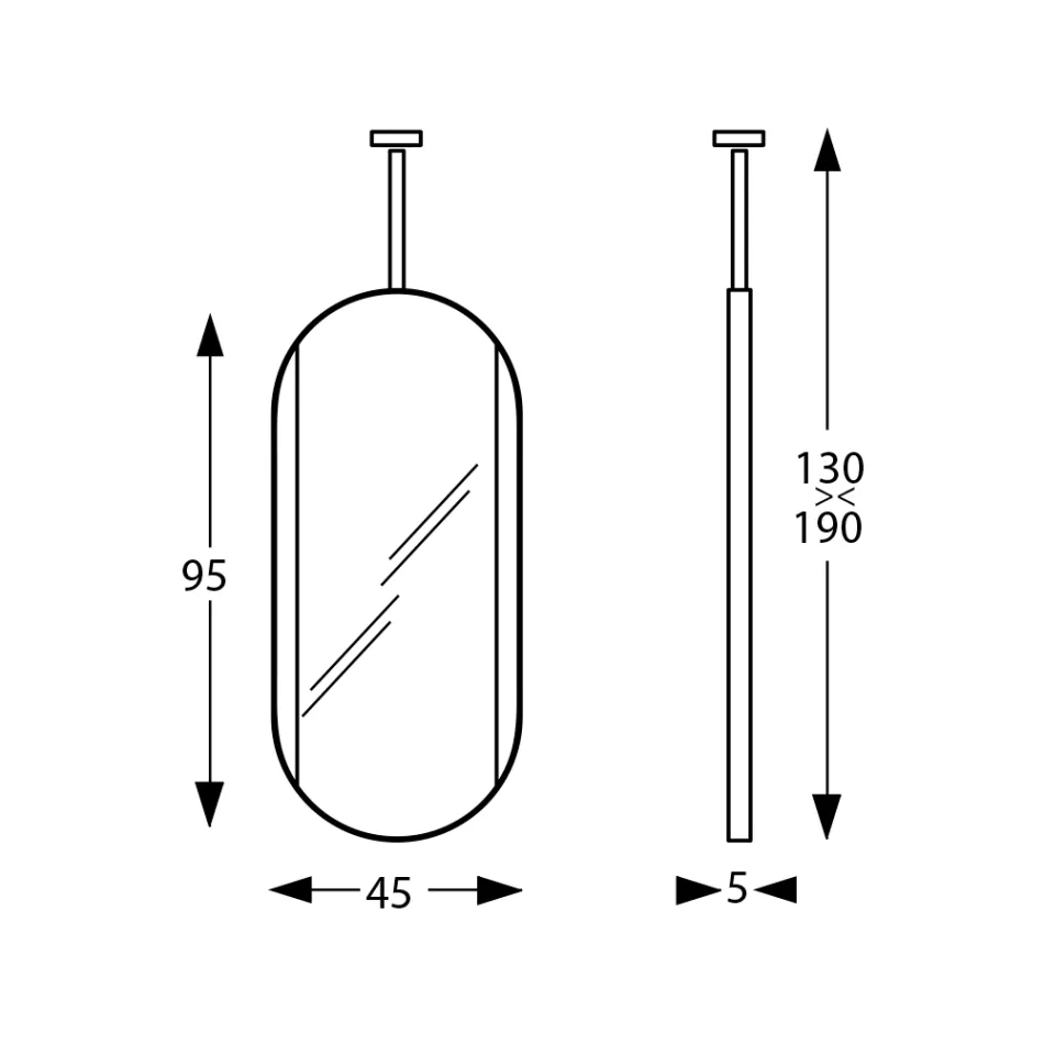 Wiszące metalowe lustro z opcjonalnym oświetleniem Made in Italy - Amadeus Viadurini