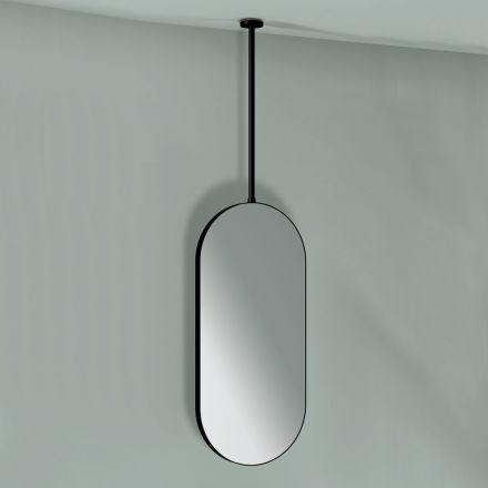Wiszące metalowe lustro z opcjonalnym oświetleniem Made in Italy - Amadeus Viadurini