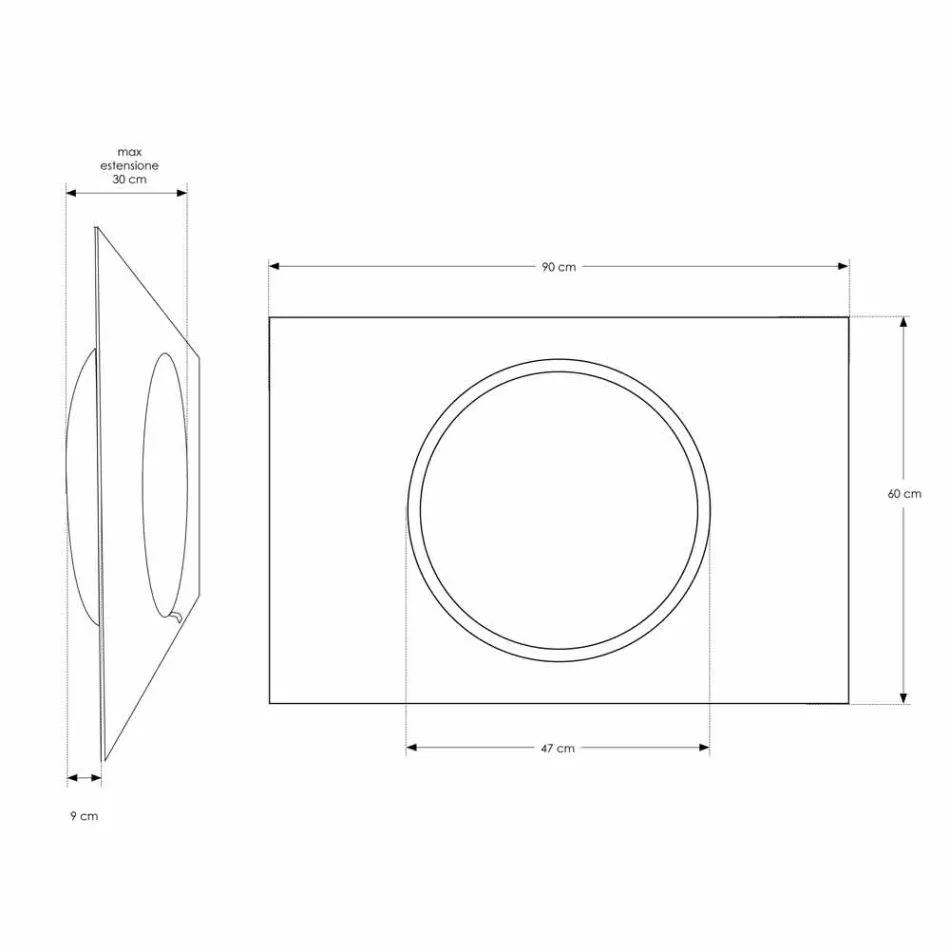 Lustro łazienkowe ścienne z oświetleniem LED - Dotta Viadurini