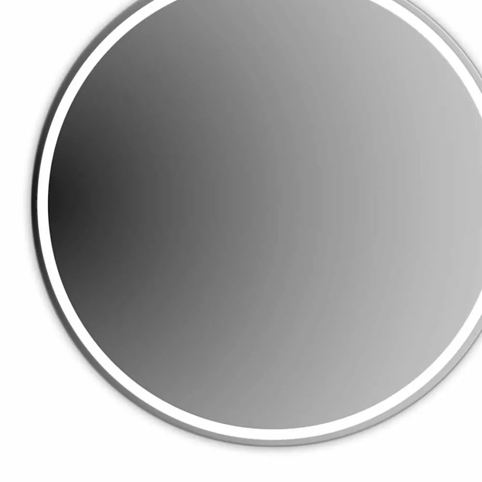 Okrągłe, podświetlane lustro łazienkowe z piaskowaniem Made in Italy - Ranio Viadurini