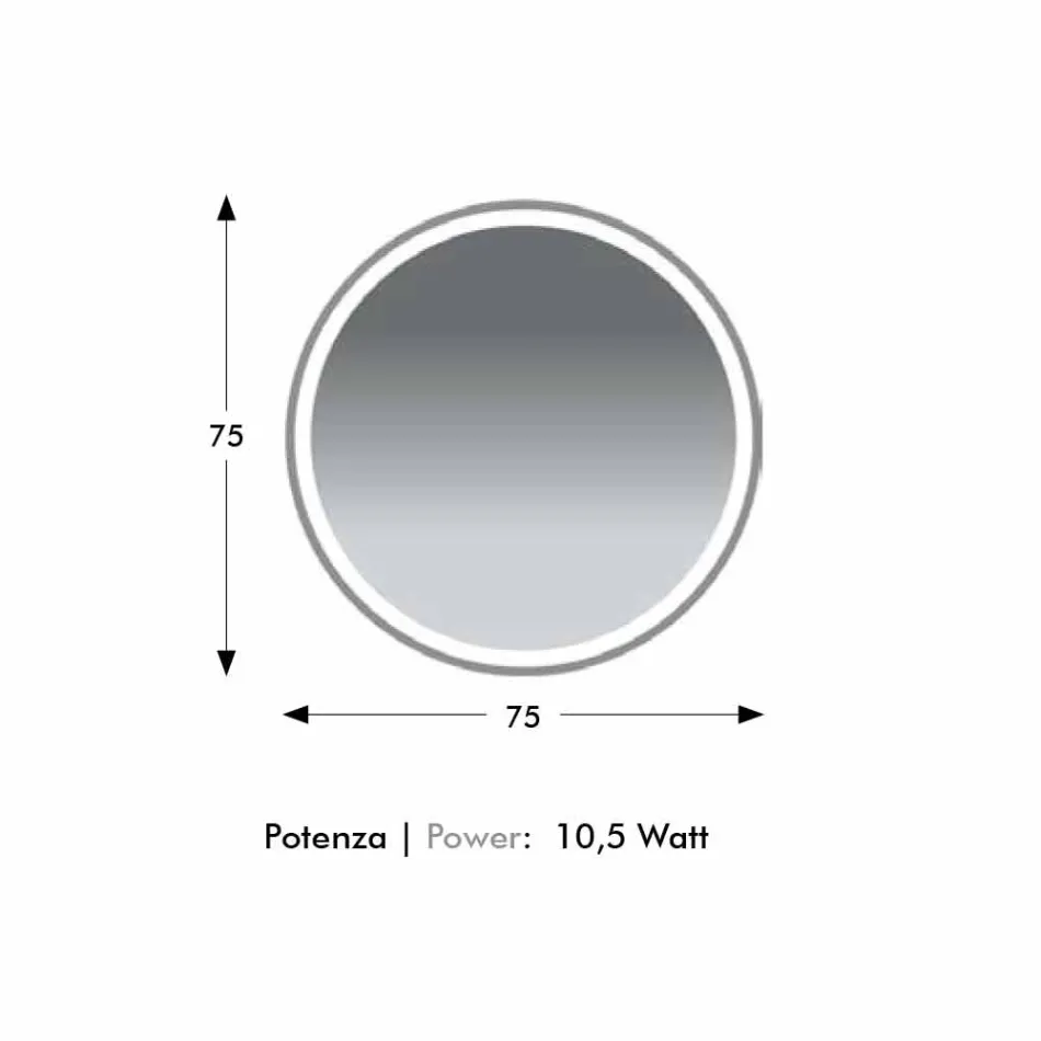 Okrągłe, podświetlane lustro łazienkowe z piaskowaniem Made in Italy - Ranio Viadurini