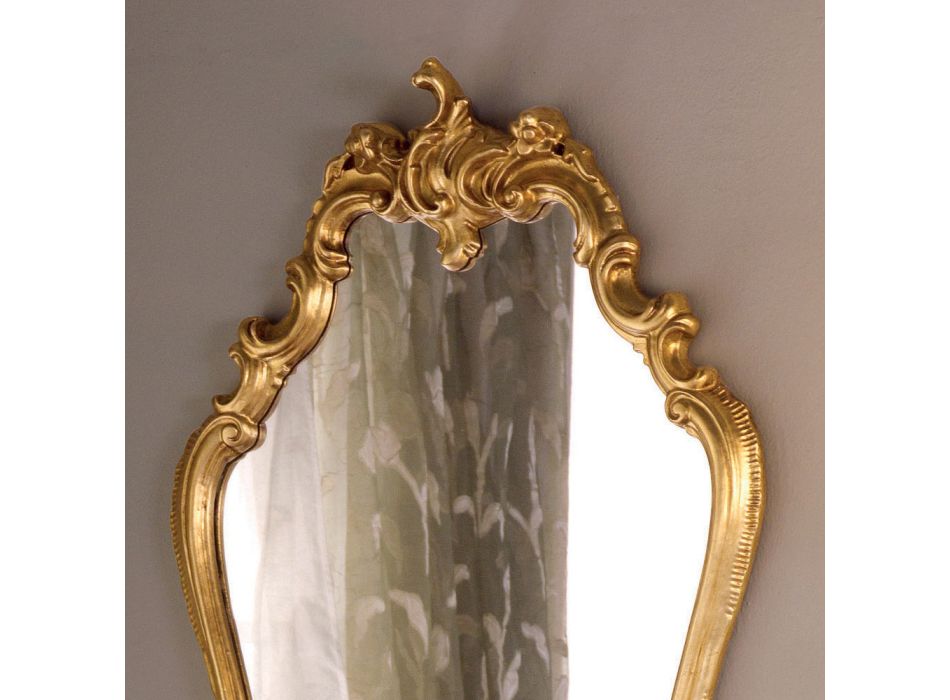 Lustro barokowe w kształcie ze złotą ramą w kształcie liścia Made in Italy - Precious Viadurini