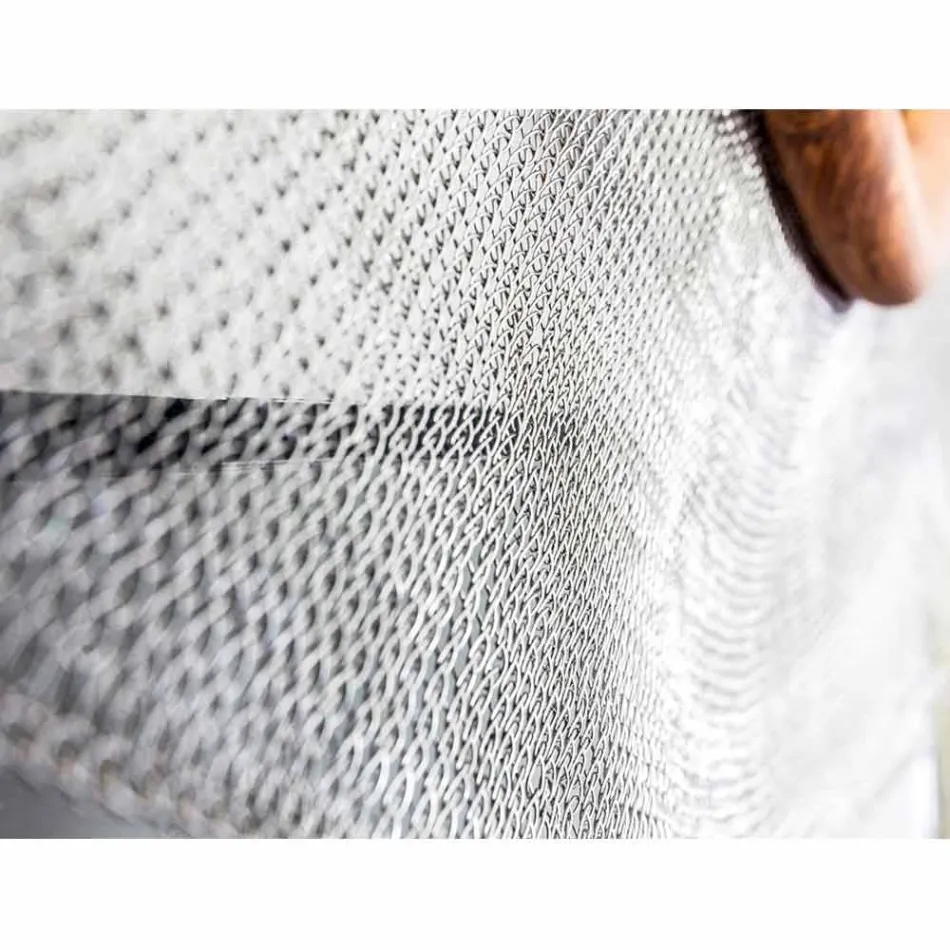 Nowoczesne lustro ścienne w metalu i teaku Monno Viadurini