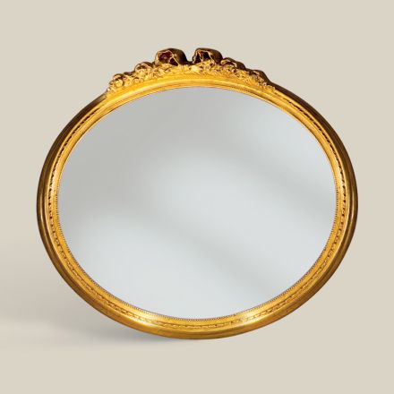 Klasyczne owalne lustro ze złotą ramą w kształcie liścia Made in Italy - Precious Viadurini
