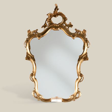 Klasyczne lustro ze złotą ramą w kształcie liścia Made in Italy - Precious Viadurini