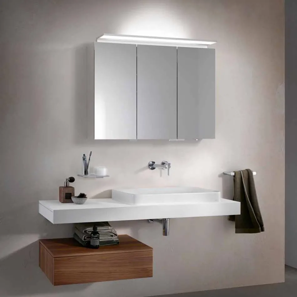 Nowoczesna szafka wisząca 3-drzwiowa z półkami - Bramo Viadurini