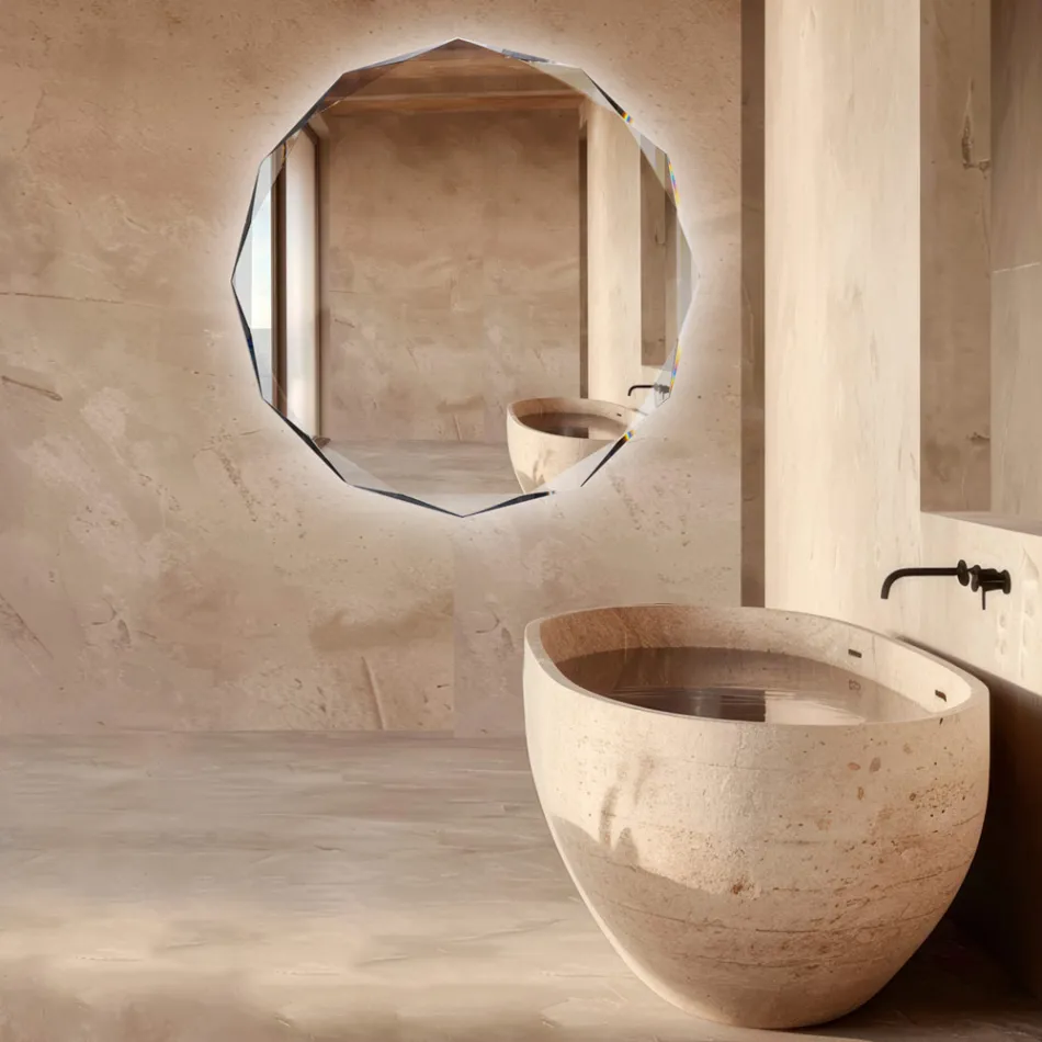 Lustro grawerowane diamentami ze ściętą krawędzią – Excelsior Viadurini