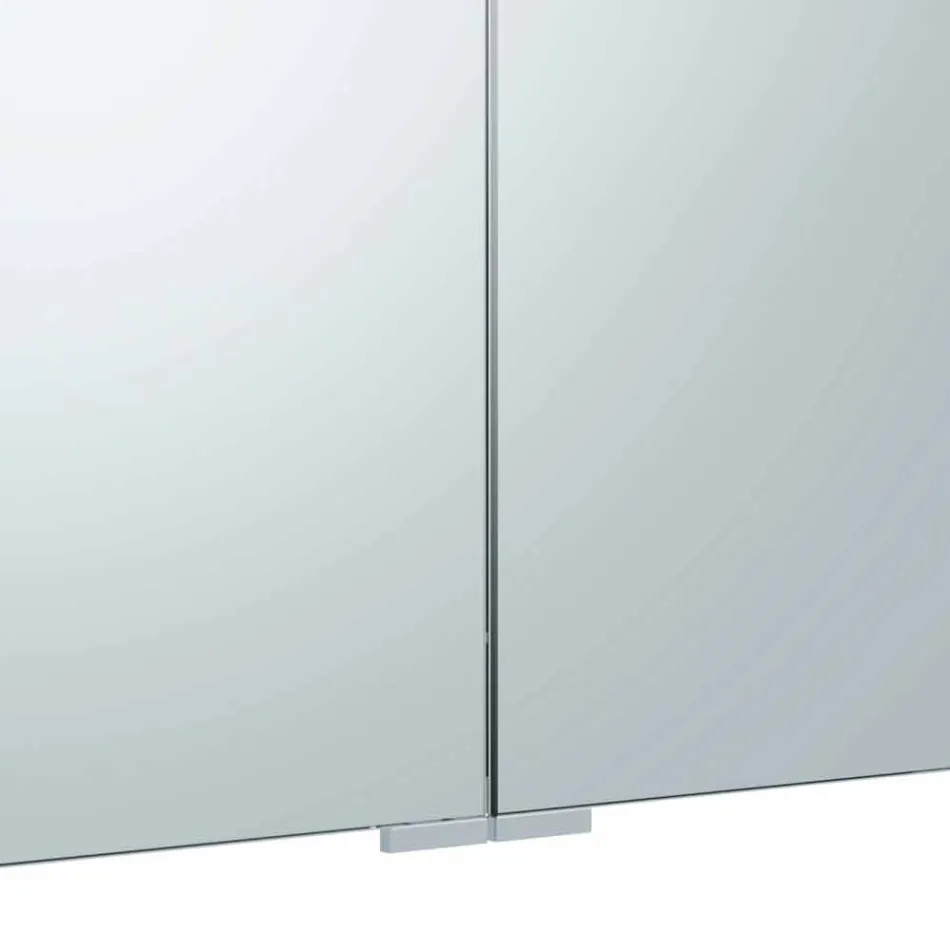 Lustro kontenerowe z 3 drzwiami z 9 wewnętrznymi półkami i oświetleniem LED - zapadkowe Viadurini