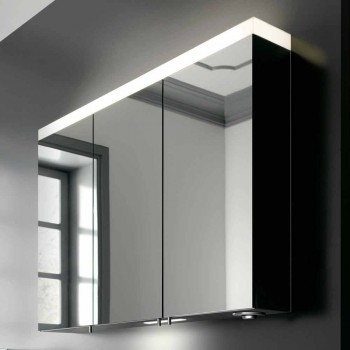 3-drzwiowe lustro ścienne z aluminium malowanego na srebrno - Alfio